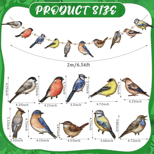 Cinnvoice Wooden Bird Garland Banner - 6.56 ft Hanging Decor for Parties, Baby Showers, Nursery