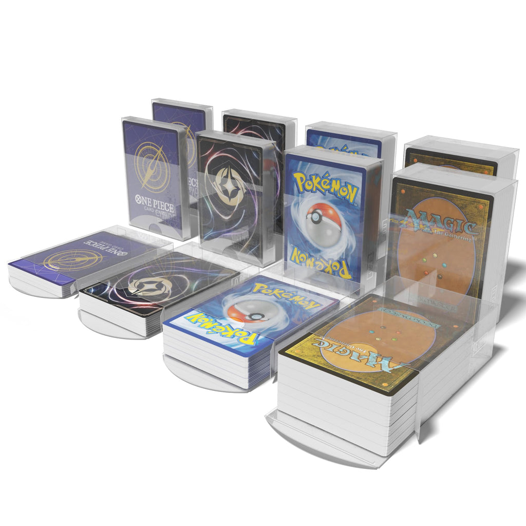 Citadel Black ClearFit Deck Boxes – 12-Pack Variety (20, 40, 60, 100) Clear Plastic Storage for MTG, Pokémon, TCG Cards