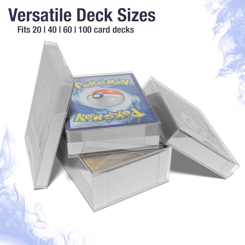 Citadel Black ClearFit Deck Boxes – 12-Pack Variety (20, 40, 60, 100) Clear Plastic Storage for MTG, Pokémon, TCG Cards