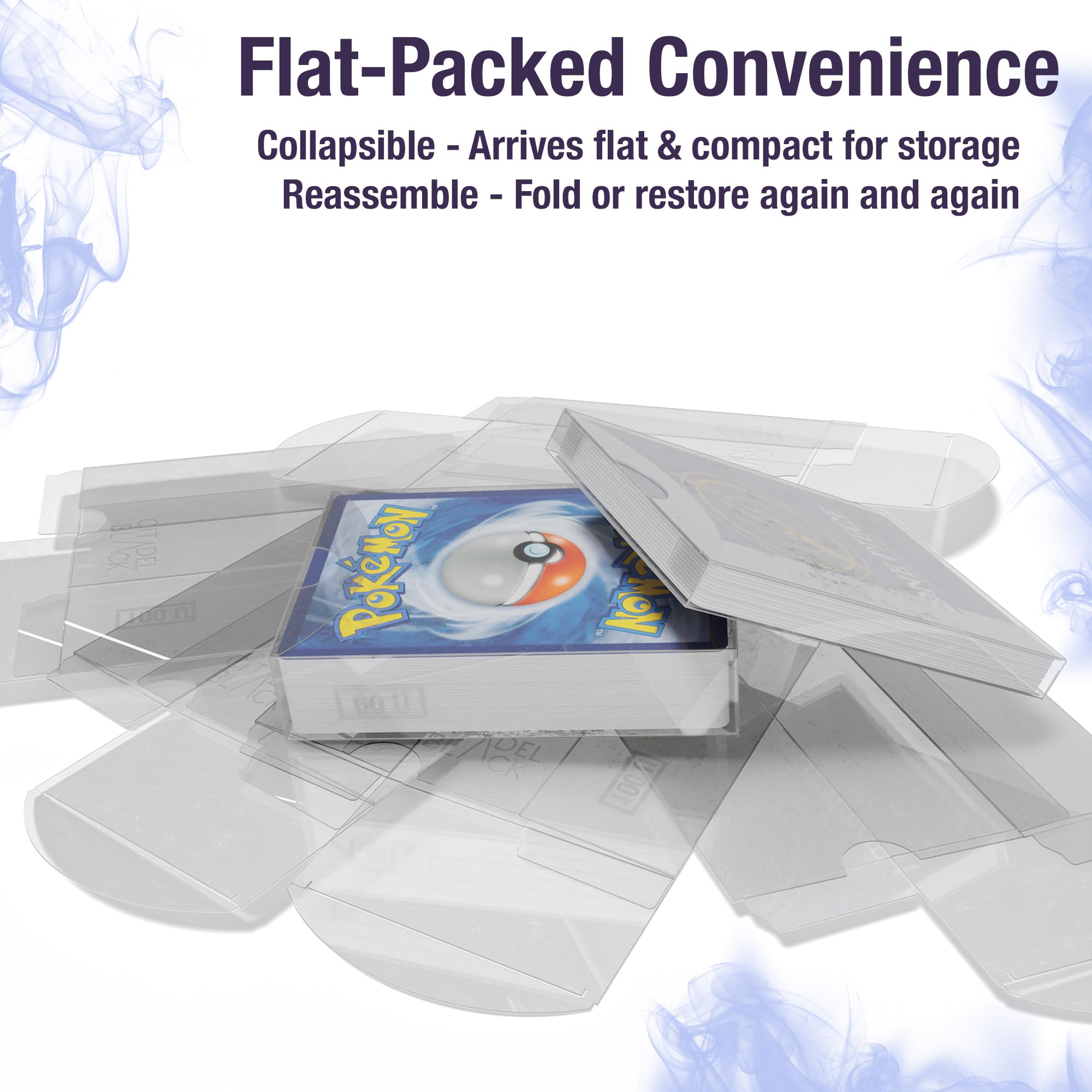 Citadel Black ClearFit Deck Boxes – 12-Pack Variety (20, 40, 60, 100) Clear Plastic Storage for MTG, Pokémon, TCG Cards