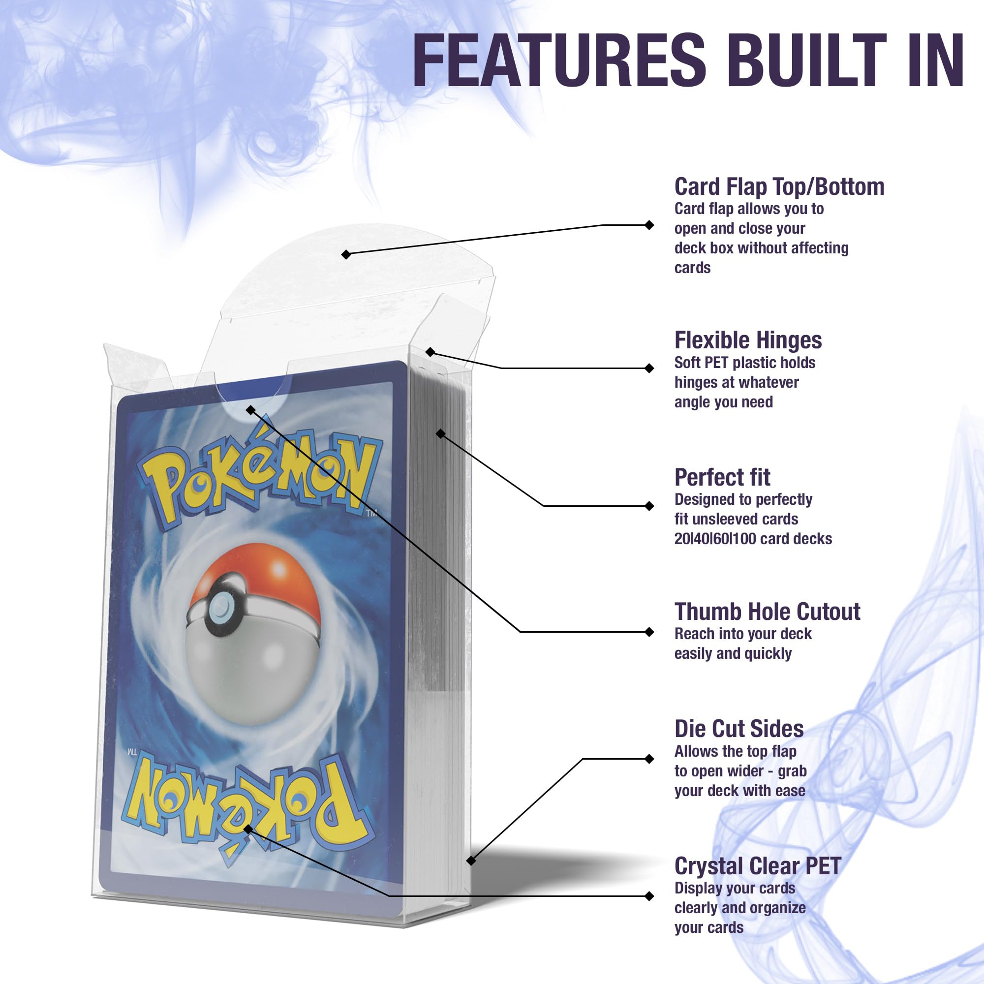 Citadel Black ClearFit Deck Boxes – 12-Pack Variety (20, 40, 60, 100) Clear Plastic Storage for MTG, Pokémon, TCG Cards