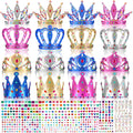 Civaner 17-Piece Princess Crown DIY Kit with Rhinestone Stickers for Kids
