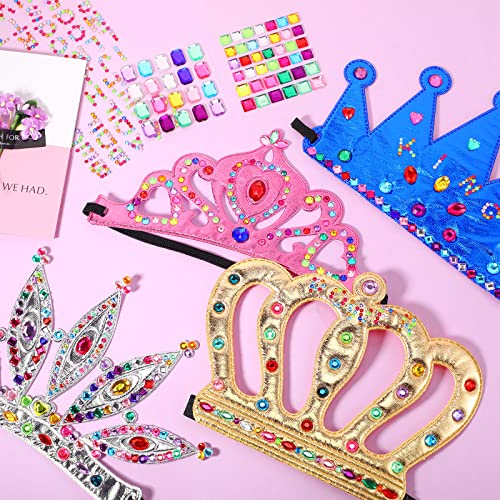 Civaner 17-Piece Princess Crown DIY Kit with Rhinestone Stickers for Kids