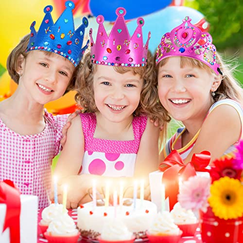Civaner 17-Piece Princess Crown DIY Kit with Rhinestone Stickers for Kids