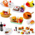 Civaner 38-Piece Miniature Food Play Set – 7 Themed Dollhouse Food Accessories for Pretend Kitchen