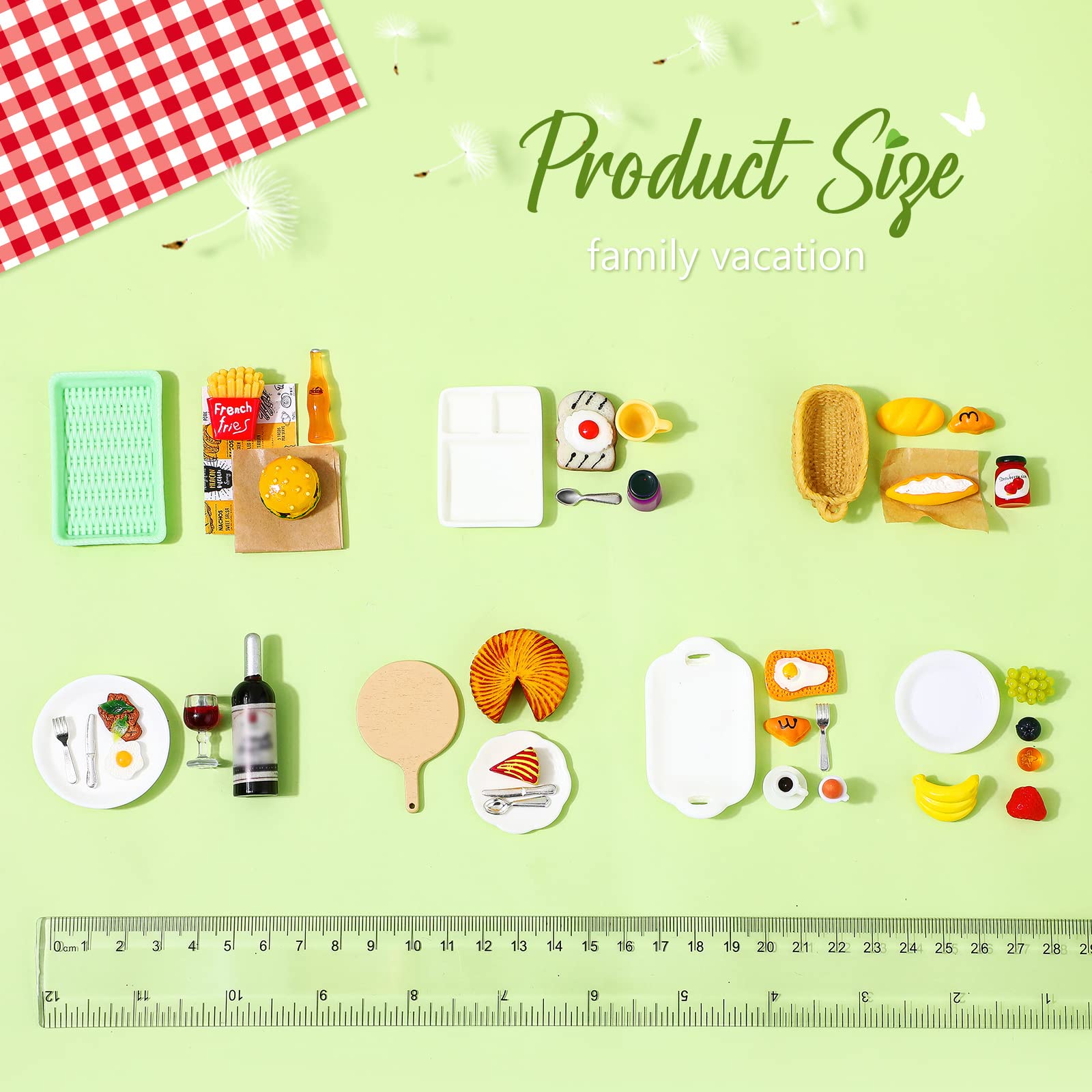 Civaner 38-Piece Miniature Food Play Set – 7 Themed Dollhouse Food Accessories for Pretend Kitchen