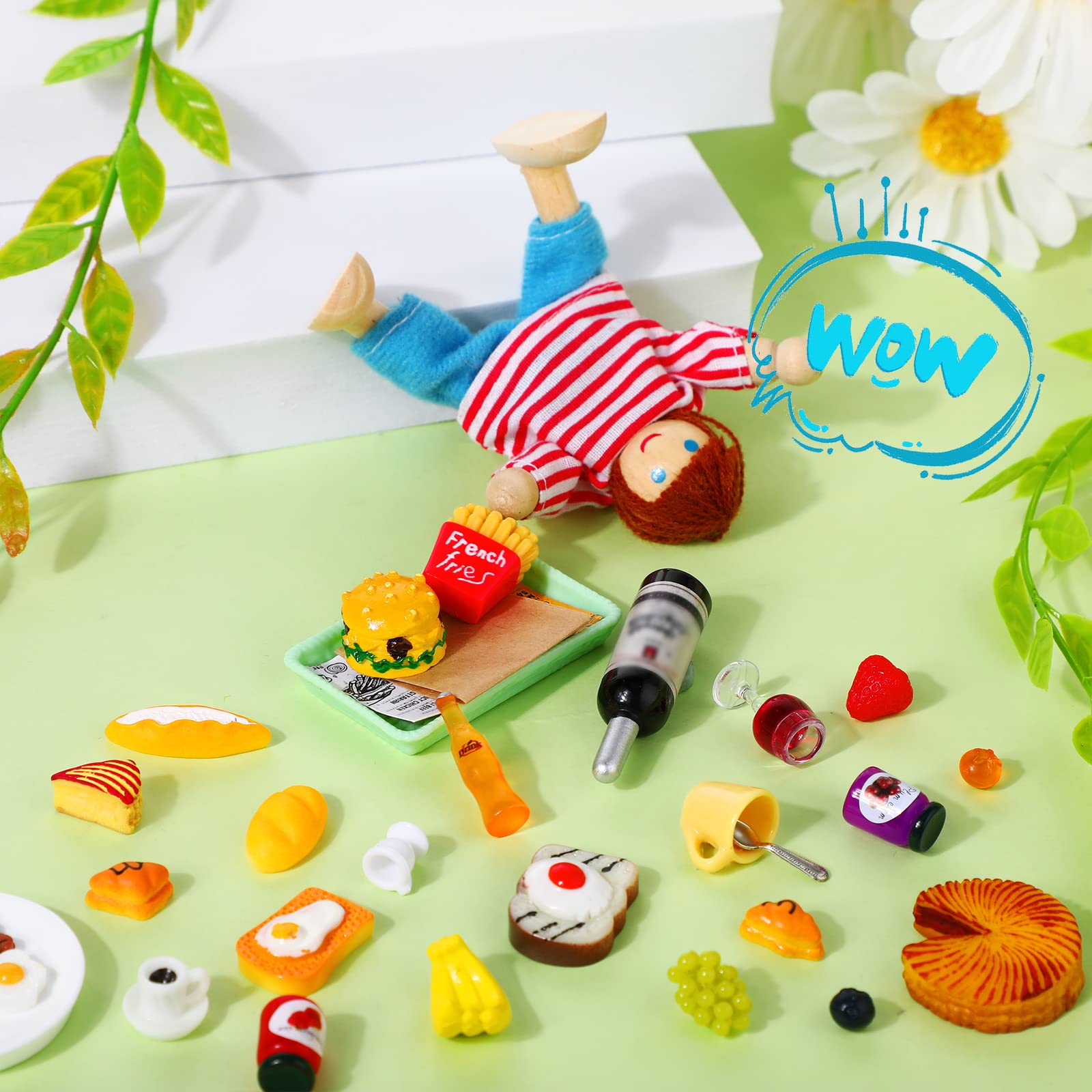 Civaner 38-Piece Miniature Food Play Set – 7 Themed Dollhouse Food Accessories for Pretend Kitchen