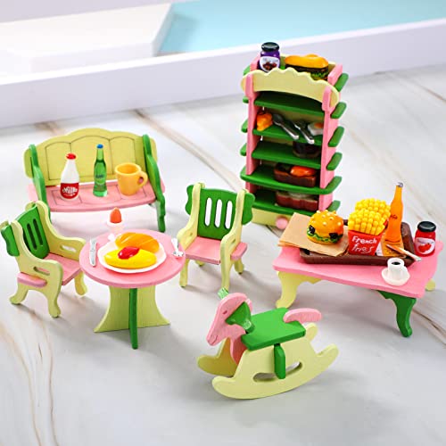 Civaner 38-Piece Miniature Food Toy Set for Dollhouse - Resin Fast Food Playset with Burgers, Fries, and Drinks