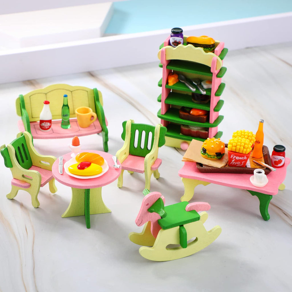 Civaner 38-Piece Miniature Food Toy Set for Dollhouse - Resin Fast Food Playset with Burgers, Fries, and Drinks