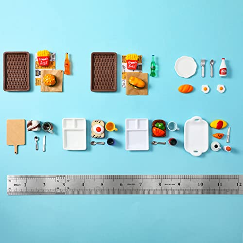 Civaner 38-Piece Miniature Food Toy Set for Dollhouse - Resin Fast Food Playset with Burgers, Fries, and Drinks