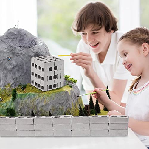 Civaner 50-Piece 1/12 Scale Miniature Concrete Bricks for Dollhouse Landscaping and DIY Projects