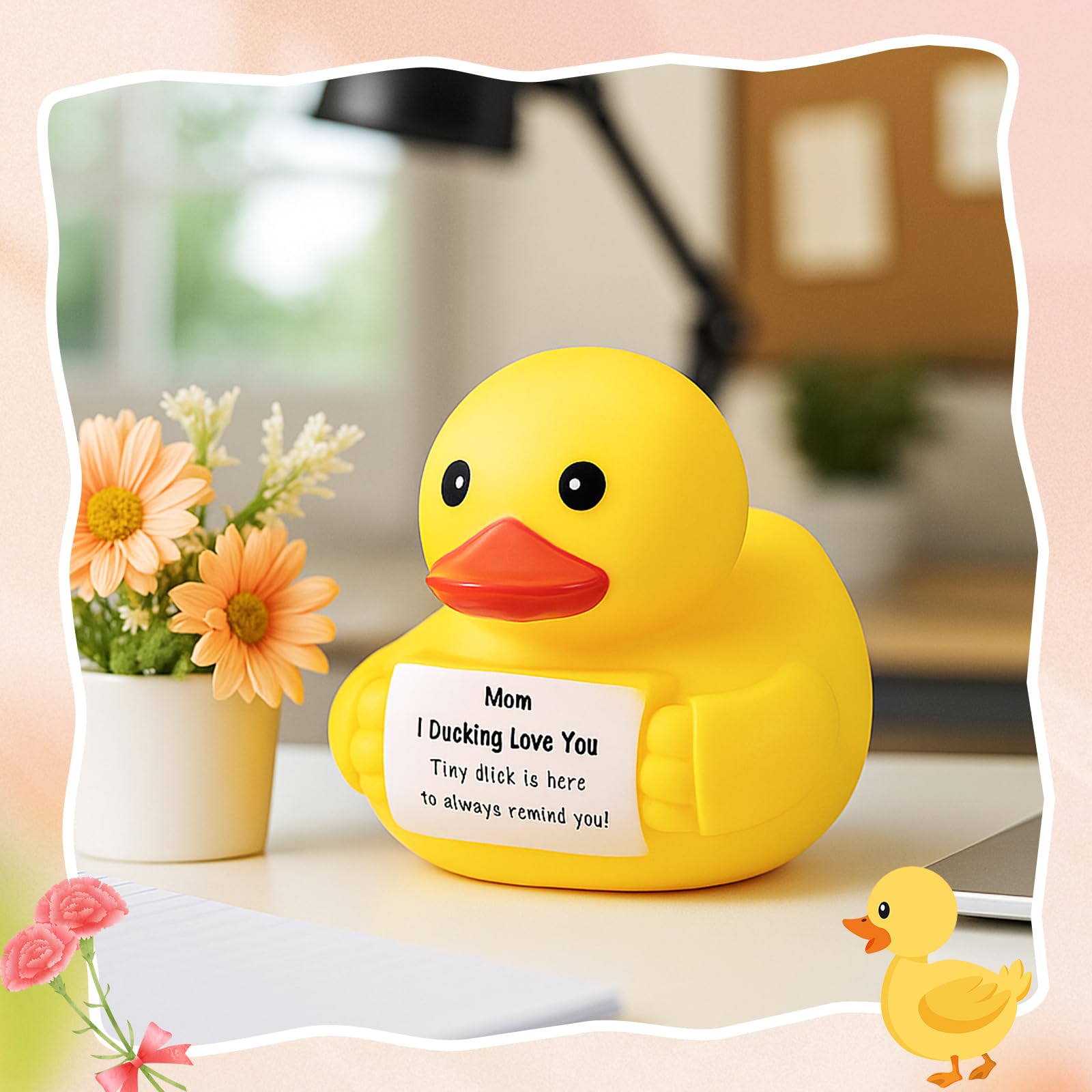 Civaner 7-Inch Emotional Giant Rubber Duck with Positive Message – Motivational Desk Toy for Mom, Graduation, or Thank You Gifts