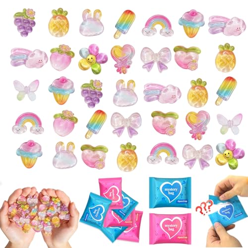CIYOJA 50pc Rainbow Mystery Blind Bag Set - Colorful Mini Resin Charms & Mini Figures for DIY Slime, Dollhouse, Party Favors