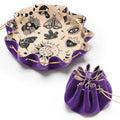 CiyvoLyeen Purple Drawstring Bag & Felt Dice Tray – Mystical Patterns for RPG & Tabletop Gaming