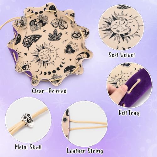 CiyvoLyeen Purple Drawstring Bag & Felt Dice Tray – Mystical Patterns for RPG & Tabletop Gaming