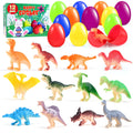 CLAPET 12 Prefilled Easter Eggs with Dinosaur Toys – Easter Basket Stuffers for Kids 3-8