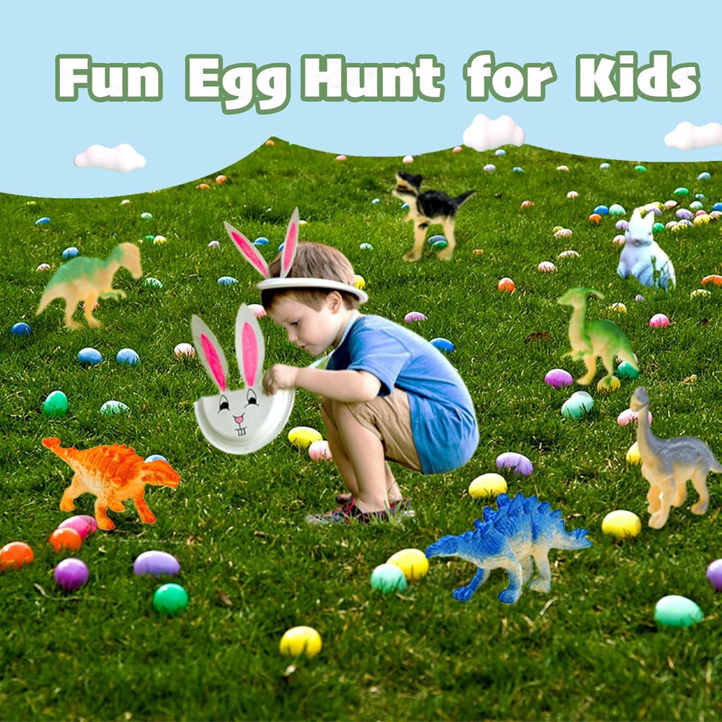 CLAPET 12 Prefilled Easter Eggs with Dinosaur Toys – Easter Basket Stuffers for Kids 3-8