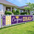 Class of 2026 Graduation Banner - Large Purple Gold Congrats Grad Yard Sign for Party Decorations