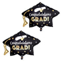Class of 2026 Graduation Cap Foil Balloons – 2 Pack Large Black with Automatic Sealing