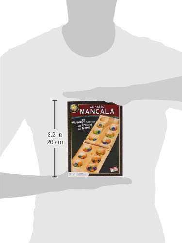 Classic Mancala Board Game – Birch Wood with 48 Glass Stones, for 2 Players Ages 7+