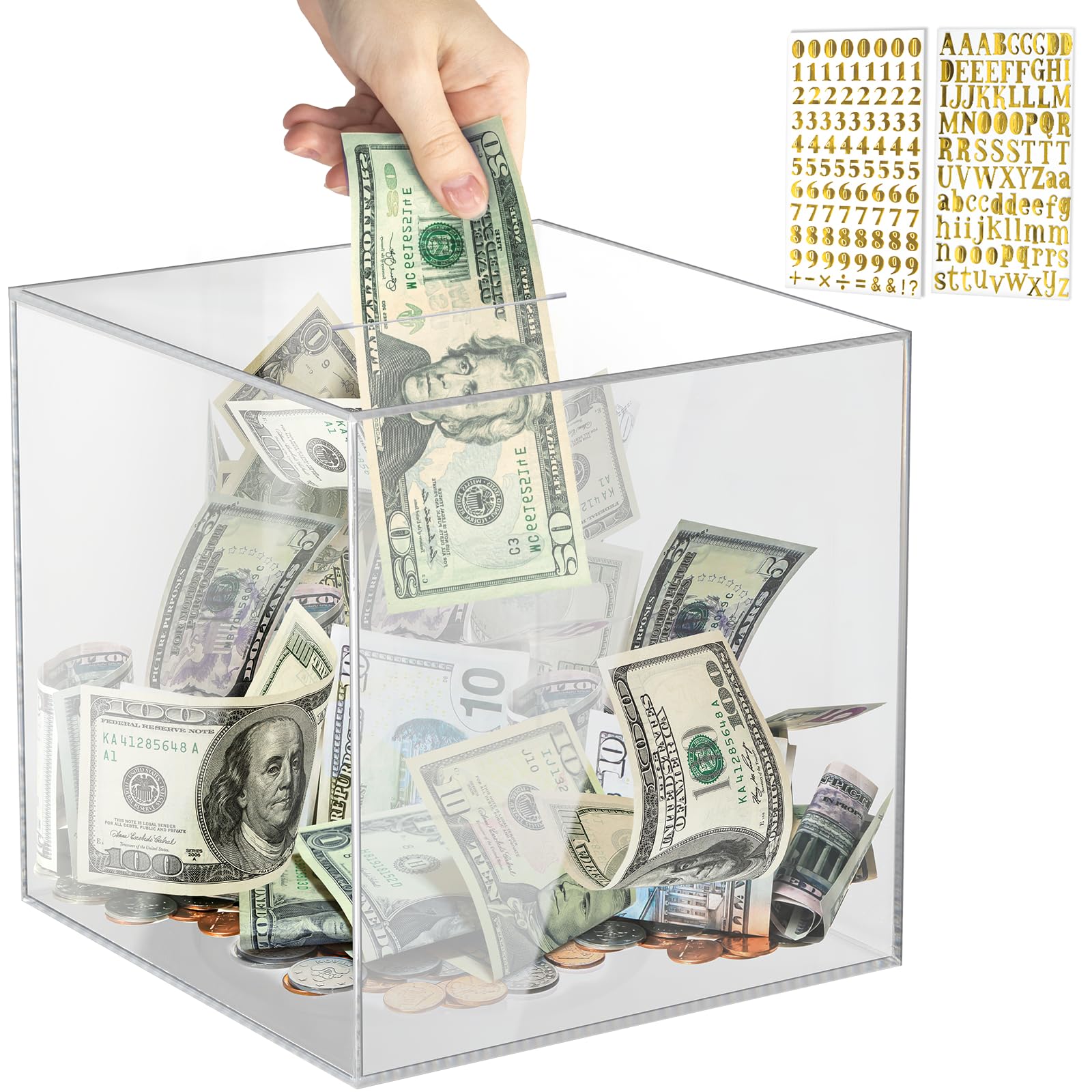 Clear Acrylic Piggy Bank for Adults - Must Break to Open, 1.4L Capacity (12x12 cm)