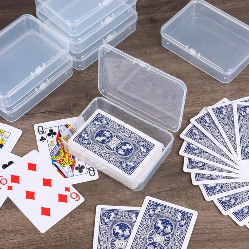 Clear Acrylic Playing Card Storage Box (Pack of 12) – Snap-Close PP Deck Holder for Standard Cards, Beads, and Small Accessories