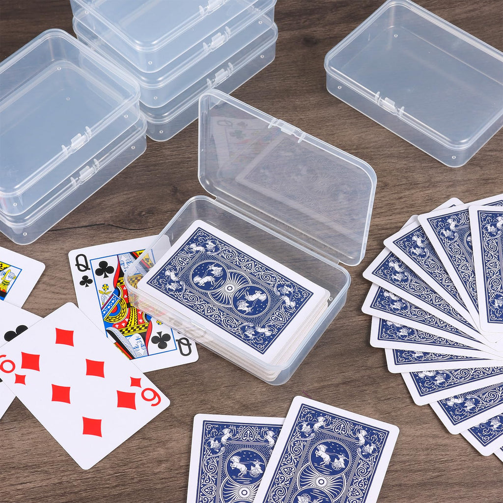 Clear Acrylic Playing Card Storage Box (Pack of 12) – Snap-Close PP Deck Holder for Standard Cards, Beads, and Small Accessories