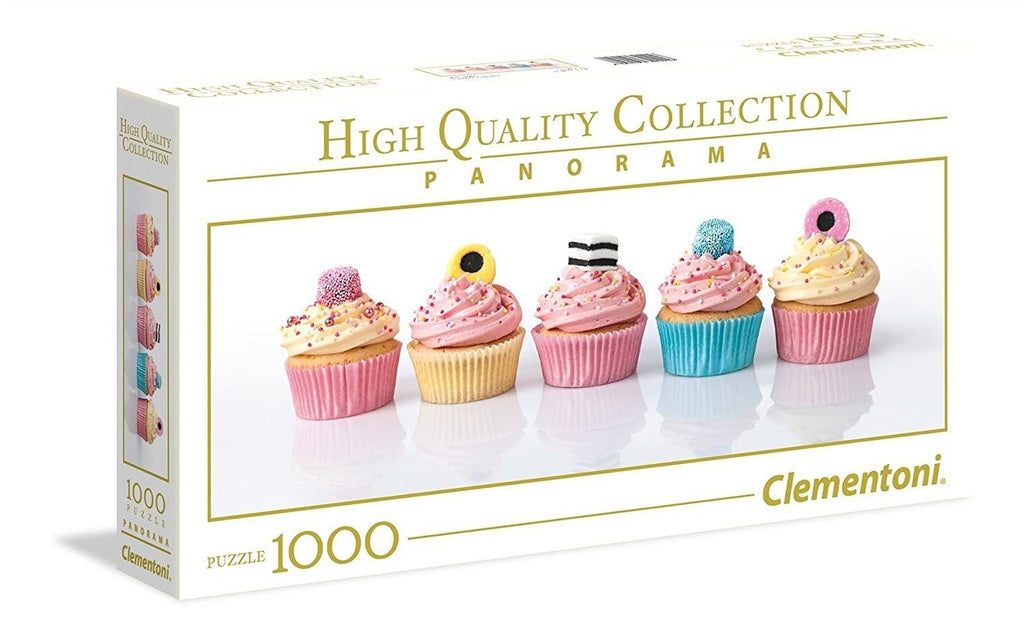 Clementoni 1000-Piece Panoramic Puzzle: Licorice Cupcakes, 98x33 cm