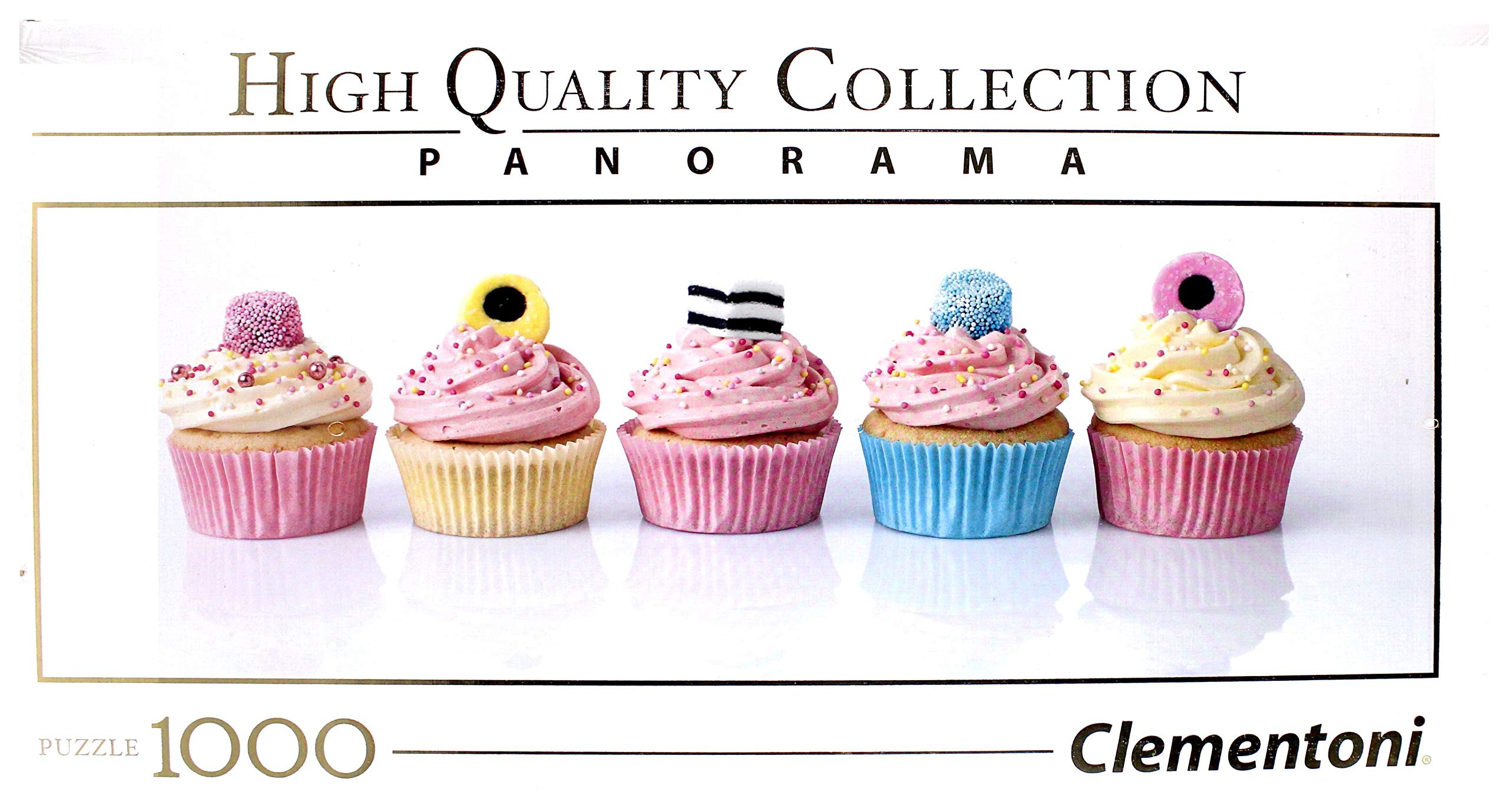 Clementoni 1000-Piece Panoramic Puzzle: Licorice Cupcakes, 98x33 cm