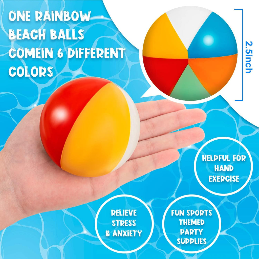 CLESDF 9-Pack Mini Rainbow Stress Balls: Foam PU Beach Balls for Pool, Party Favors & Anxiety Relief