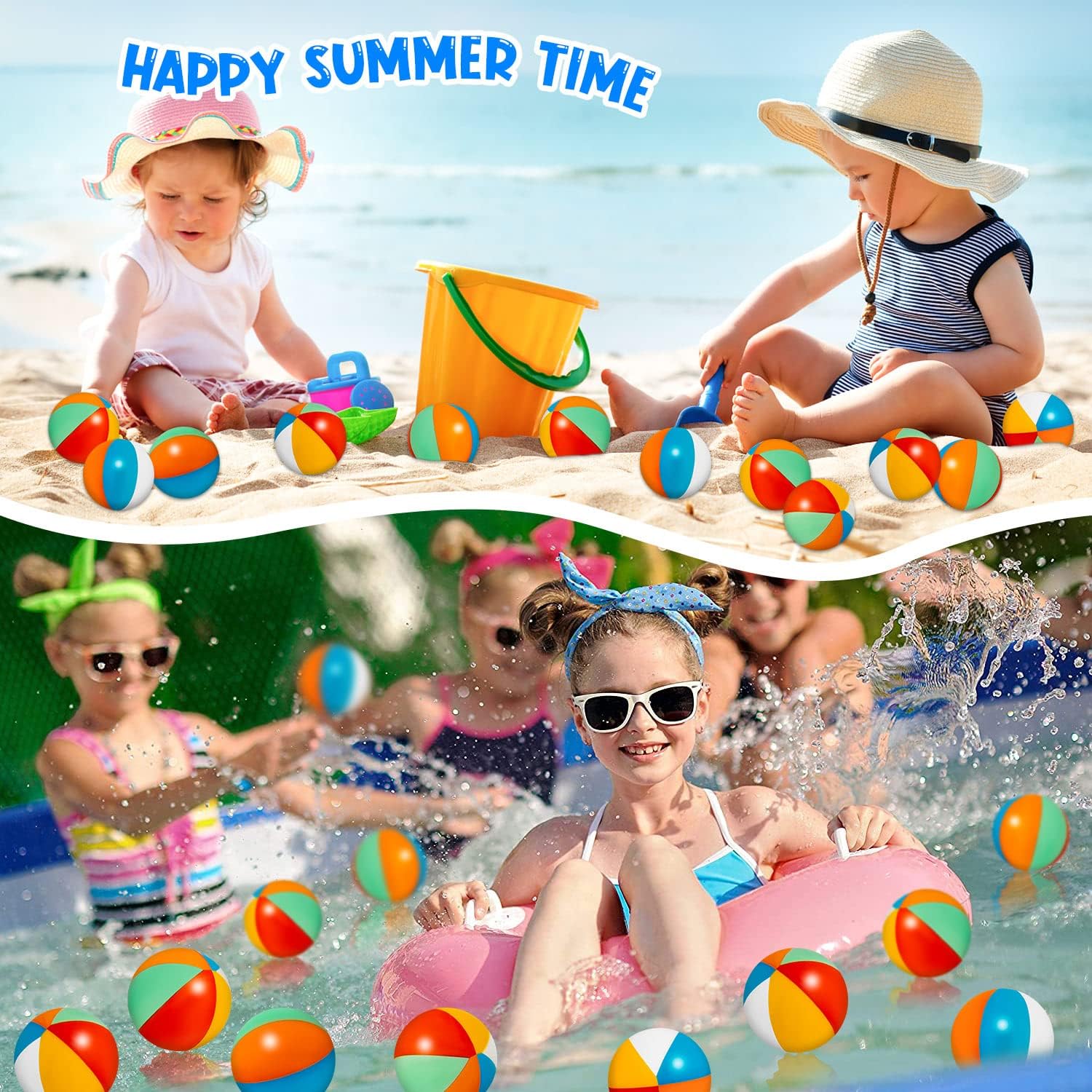 CLESDF 9-Pack Mini Rainbow Stress Balls: Foam PU Beach Balls for Pool, Party Favors & Anxiety Relief