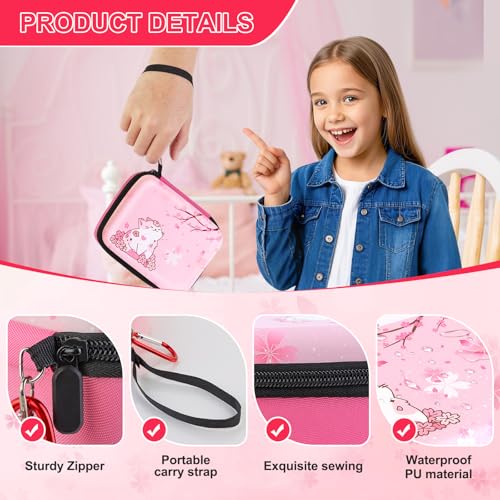 CLOKORIA Pink Trading Card Carrying Case – Holds 400+ Cards, with 200 Sleeves, Sakura Cat Design