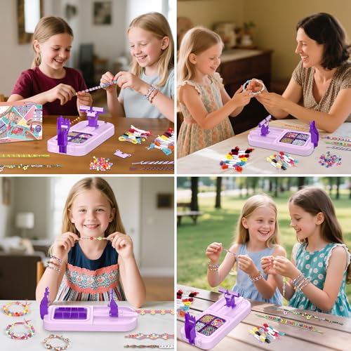 Cmiolacuna Friendship Bracelet Making Kit for Girls Ages 6-12 – DIY Loom with 23 Strings & Letter Beads, Purple