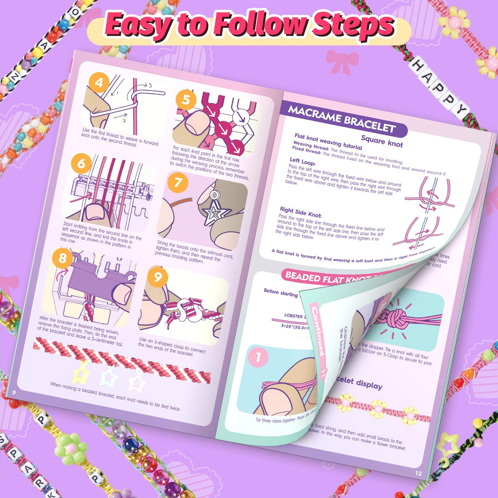 Cmiolacuna Friendship Bracelet Making Kit for Girls Ages 6-12 – DIY Loom with 23 Strings & Letter Beads, Purple
