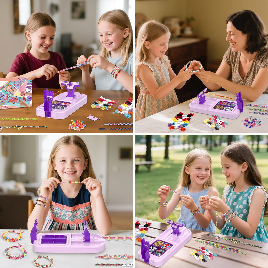 Cmiolacuna Friendship Bracelet Making Kit for Girls Ages 6-12 – DIY Loom with 23 Strings & Letter Beads, Purple