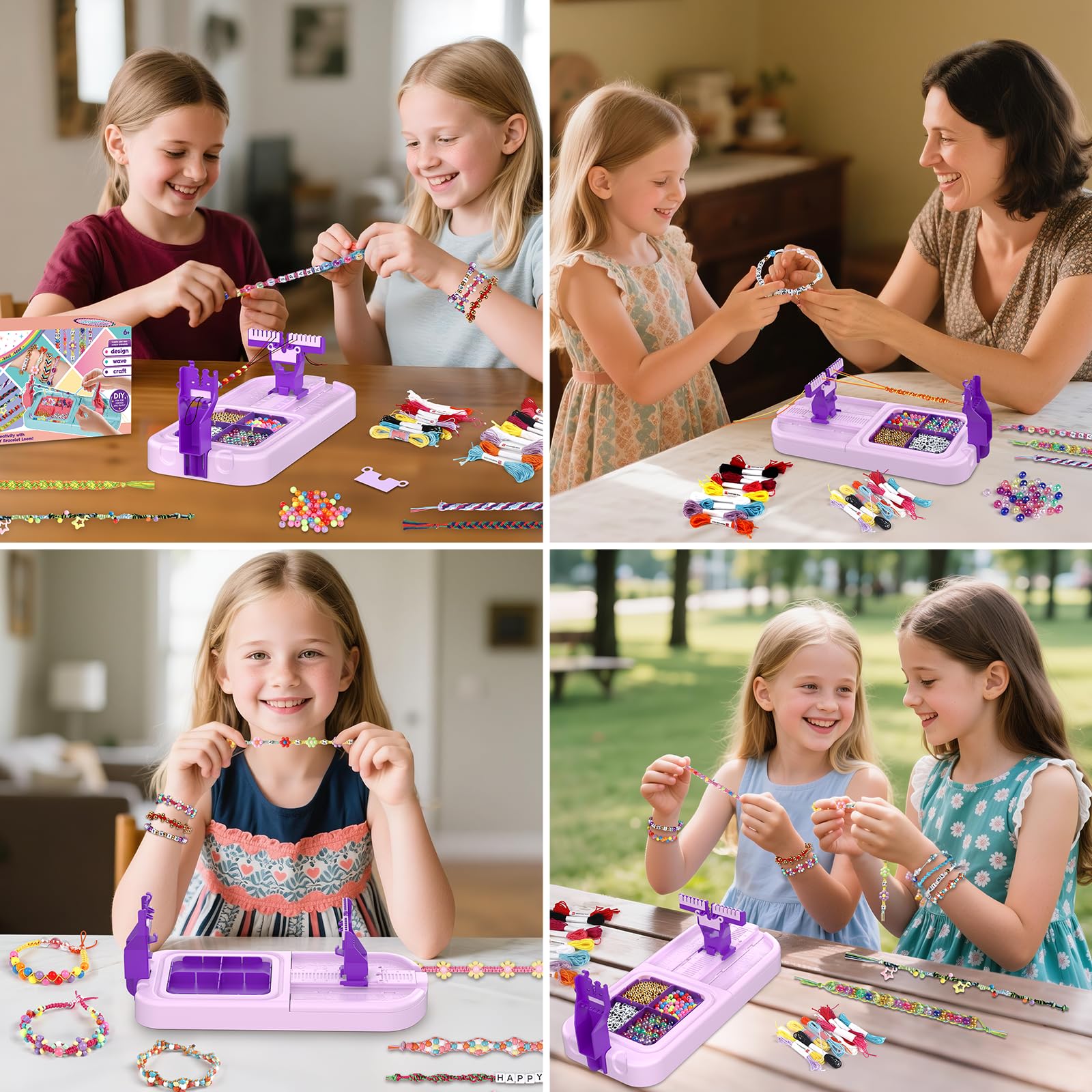 Cmiolacuna Friendship Bracelet Making Kit for Girls Ages 6-12 – DIY Loom with 23 Strings & Letter Beads, Purple