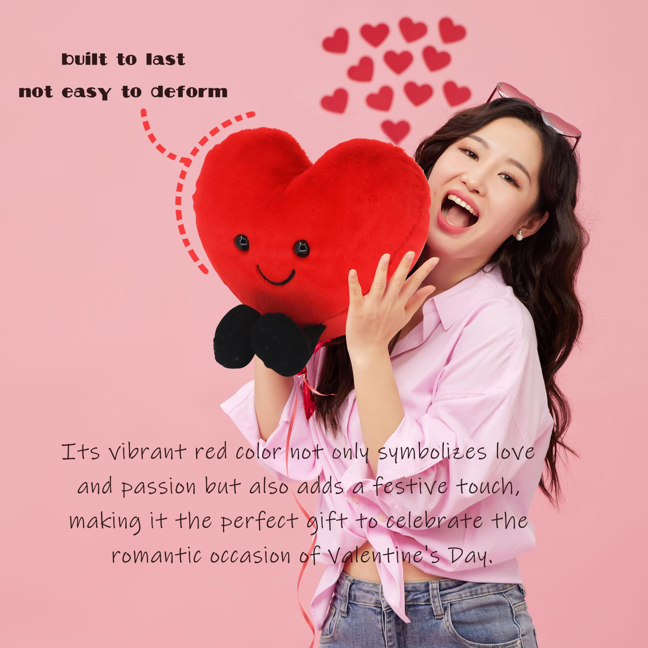 CNAANA 5-Inch Red Heart Plush Pillow – Cute Valentine's Day Stuffed Toy for Kids