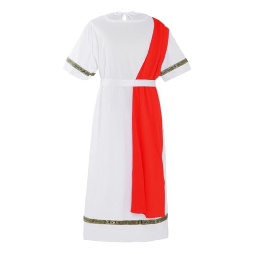 cnomg Red Toga Costume for Men - Greek Roman God Outfit with Headband and Belt