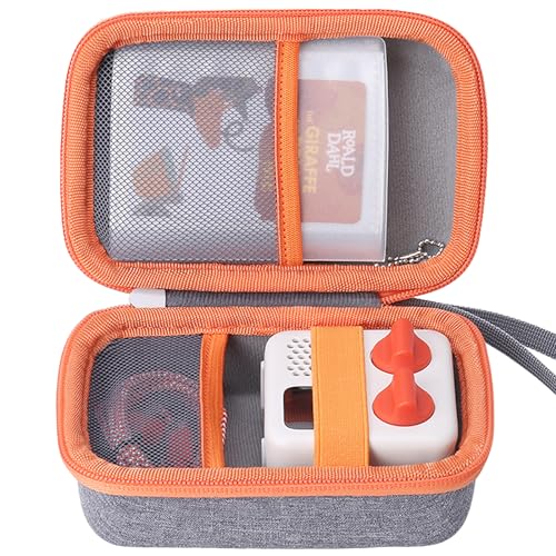 co2CREA Hard Case for Yoto Mini Player – Grey with Orange Zipper, Holds Up to 36 Cards