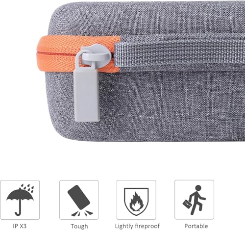 co2CREA Hard Case for Yoto Mini Player – Grey with Orange Zipper, Holds Up to 36 Cards