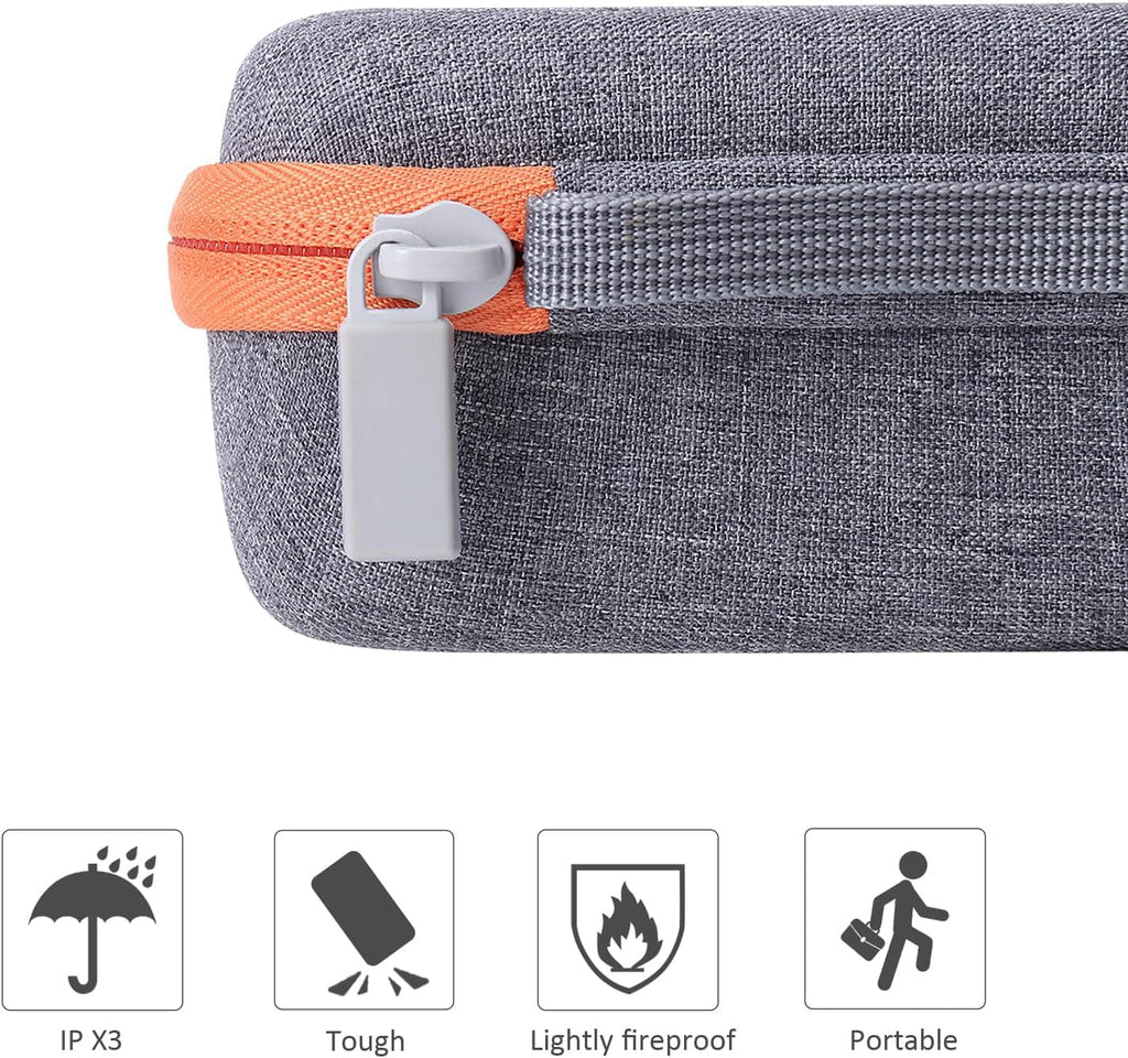 co2CREA Hard Case for Yoto Mini Player – Grey with Orange Zipper, Holds Up to 36 Cards