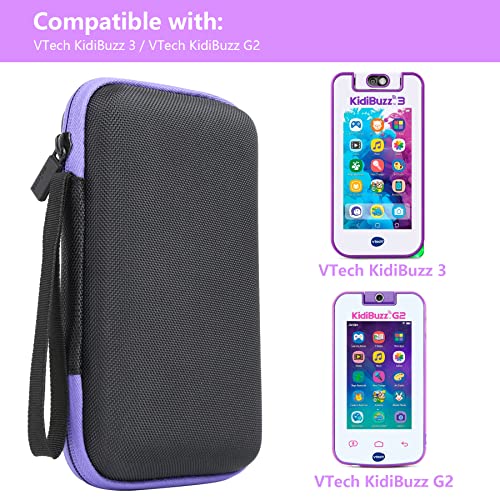 co2CREA Protective Hard Shell Case for VTech KidiBuzz 3 & KidiBuzz G2 (Black with Purple Interior)
