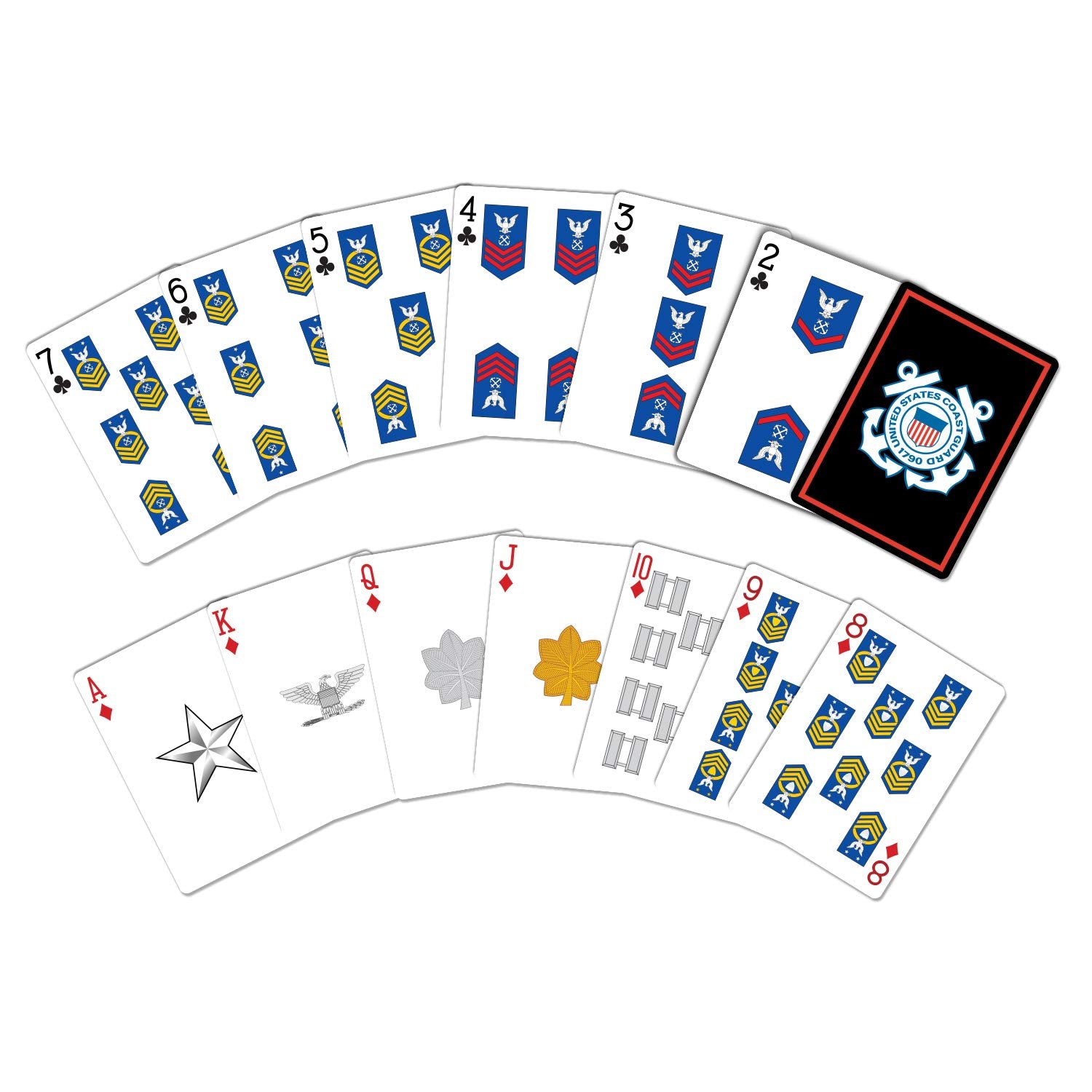 Coast Guard Playing Cards – USCG Deck with Rank Insignia and Skull Joker