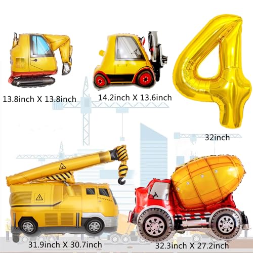 Cobesyood Construction Birthday Party Supplies Kit with Foil Balloons and Banner