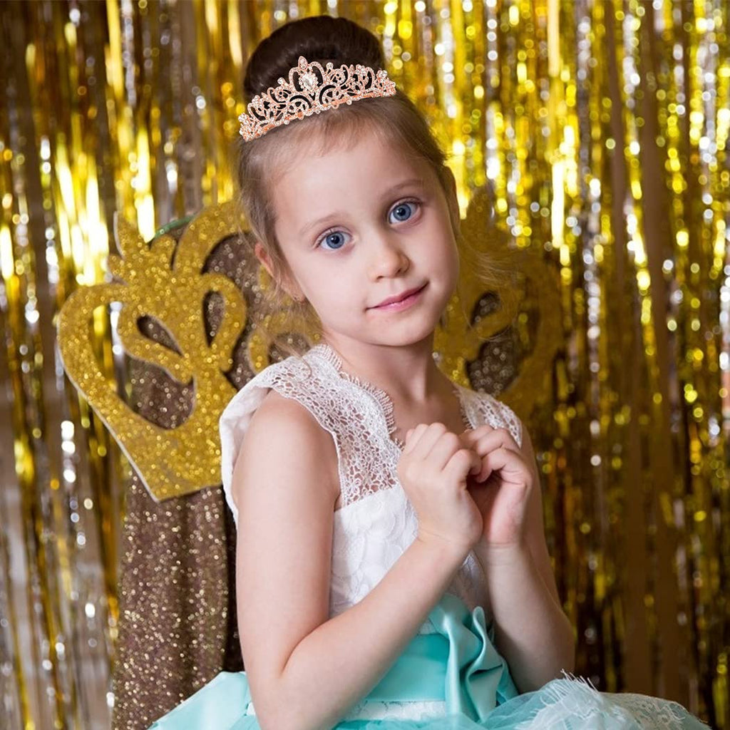 COCIDE Rose Gold Birthday Queen Sash and Tiara Set – Glitter Sash with Rhinestone Tiara for Women