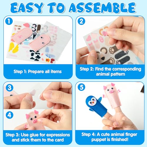 COcnny 20-Piece DIY Felt Animal Finger Puppet Craft Kit for Kids