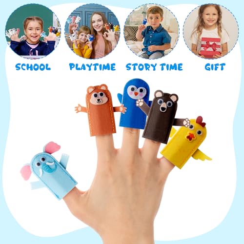 COcnny 20-Piece DIY Felt Animal Finger Puppet Craft Kit for Kids