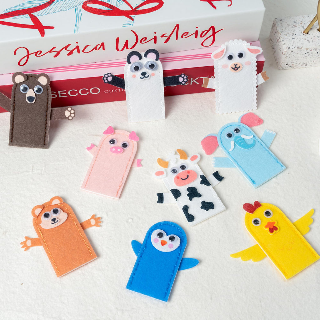 COcnny 20-Piece DIY Felt Animal Finger Puppet Craft Kit for Kids