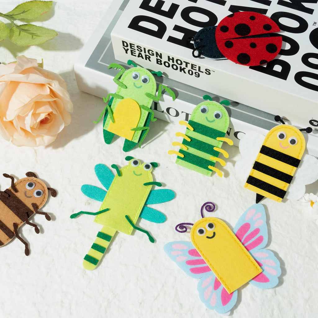 COcnny Insect Finger Puppets Craft - 21-Piece DIY Felt Puppet Making Kit for Kids Ages 3-8