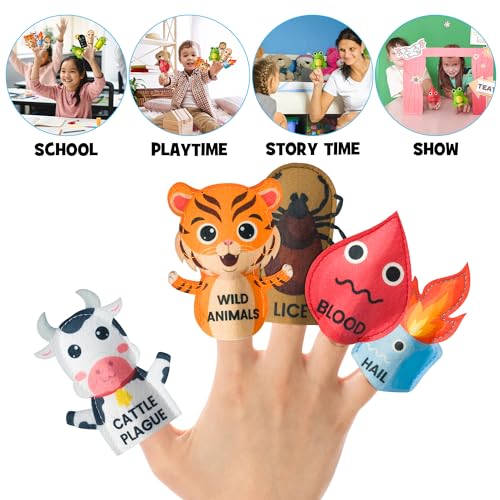 COcnny Passover Plague Finger Puppets – 30 Felt Puppets for Kids – Ten Plagues Set